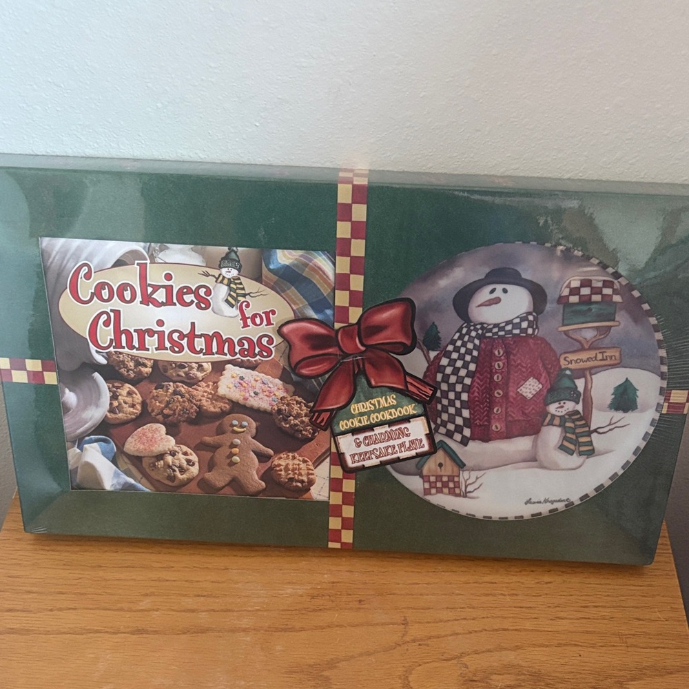 Cookies for Christmas Cookbook with Snowman Plate